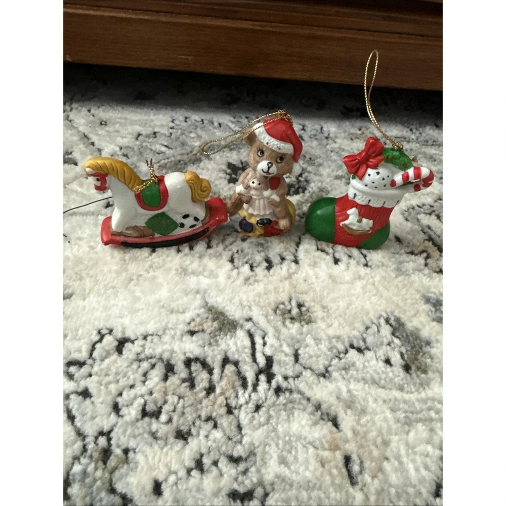 Vintage 90s Christmas Ornaments Lot Of 3 Ceramic